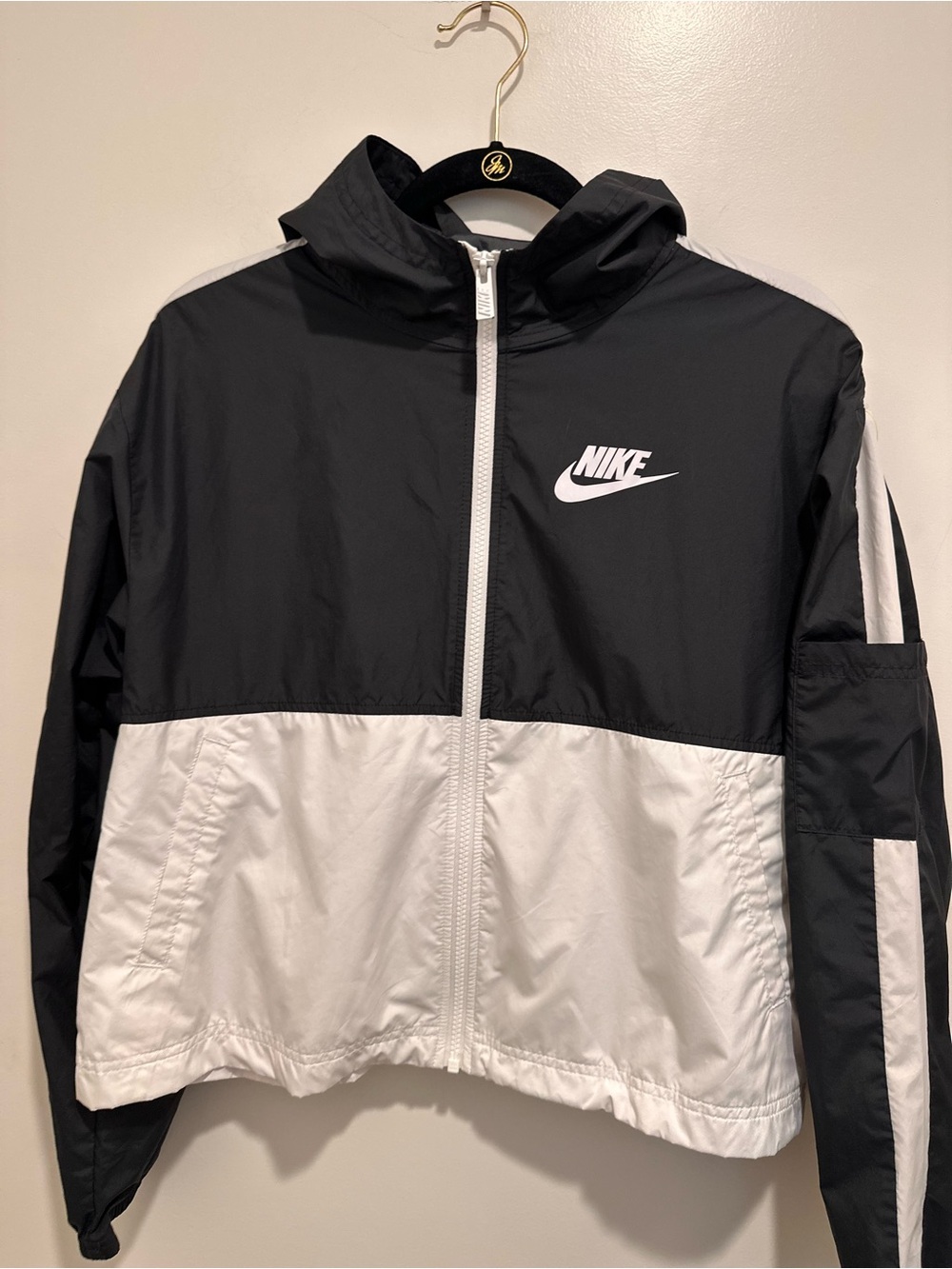 Nike Black and White Colorblock Hooded Jacket